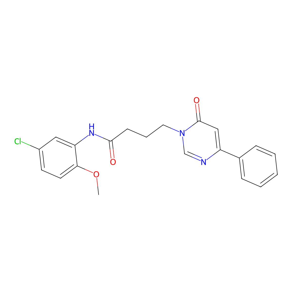 N-(5-chloro-2-methoxyphenyl)-4-(6-oxo-4-phenylpyrimidin-1(6H)-yl)butanamide molecular structure, CAS 1226438-51-2