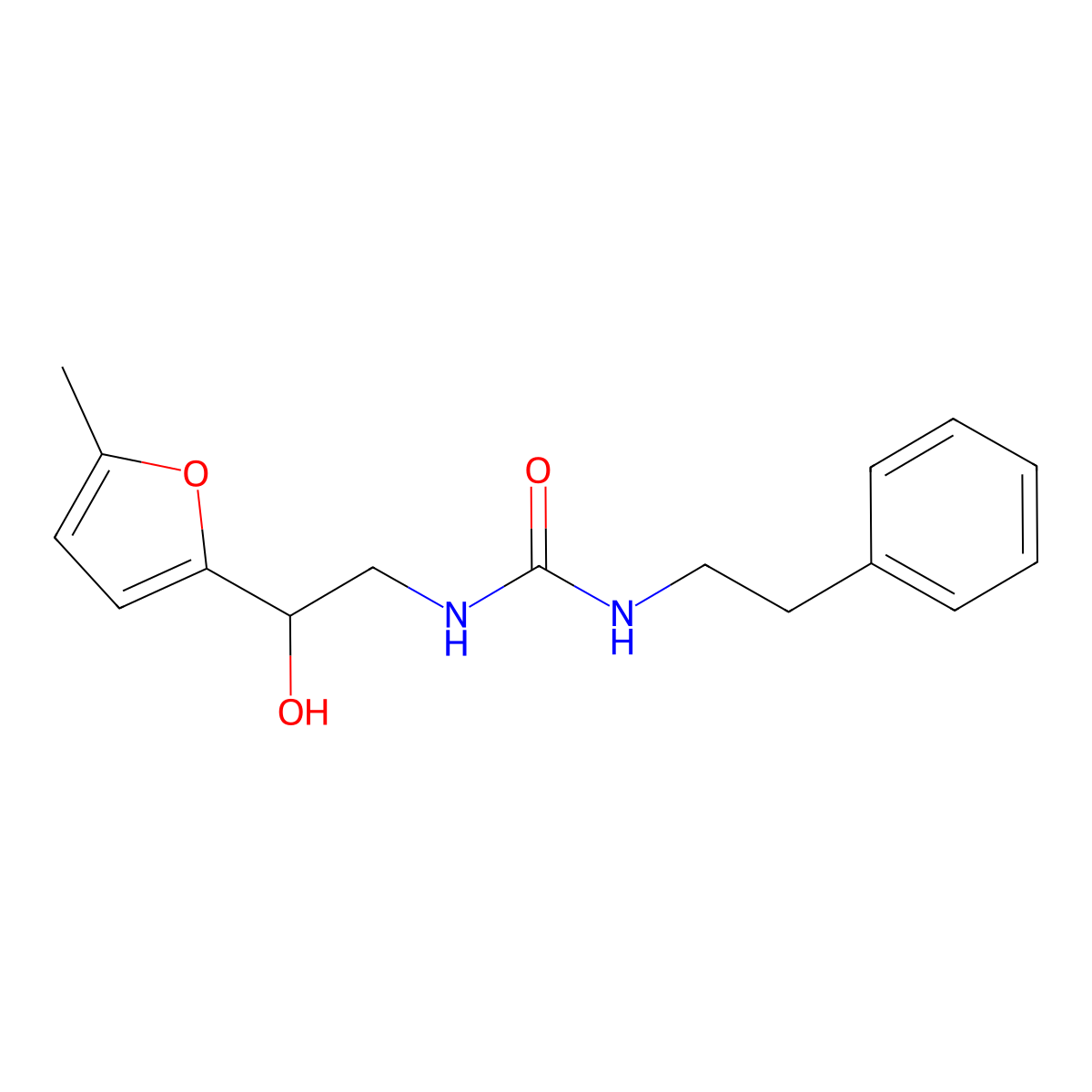 1-(2-Hydroxy-2-(5-methylfuran-2-yl)ethyl)-3-phenethylurea molecular structure, CAS 1226438-56-7