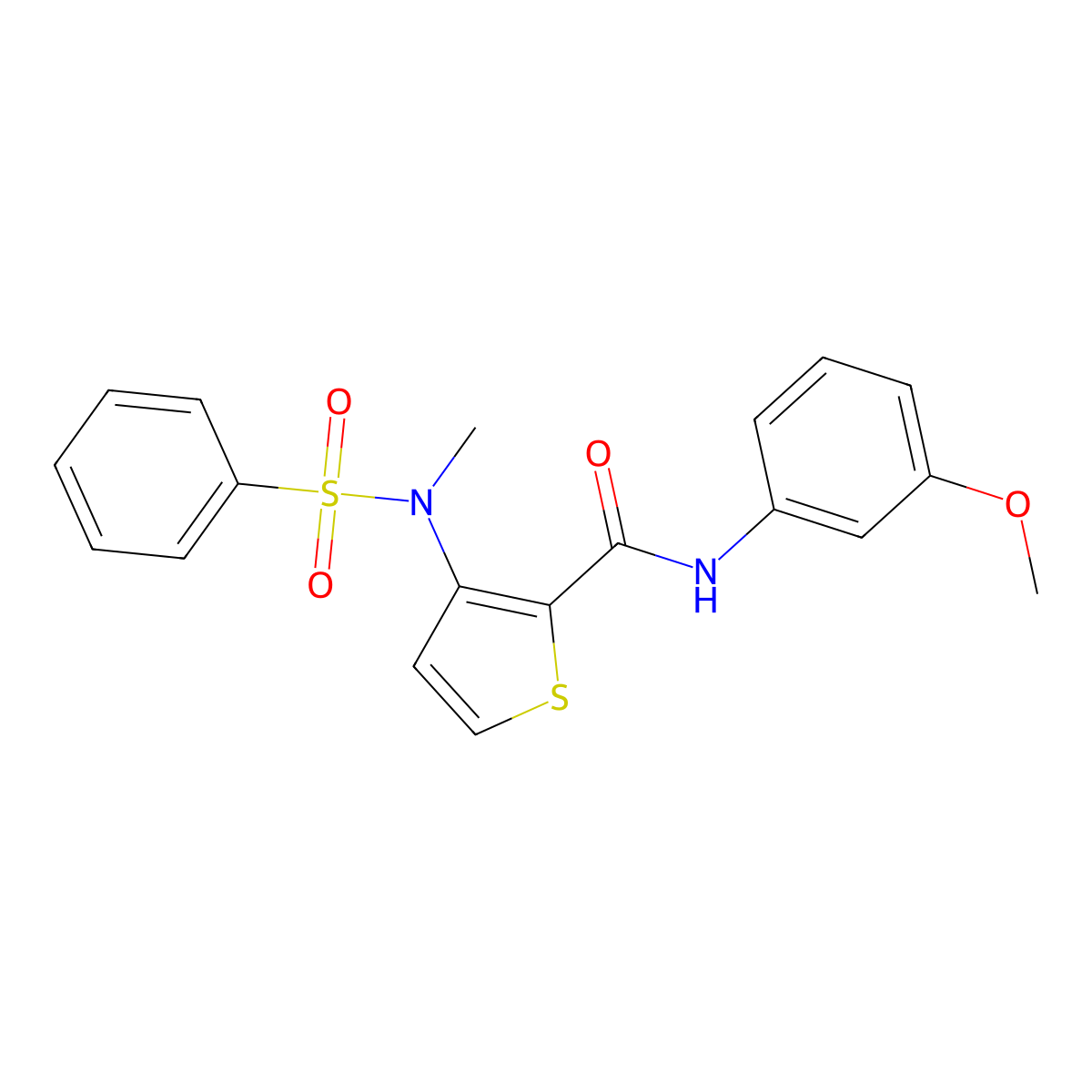 N-(3-methoxyphenyl)-3-(N-methylbenzenesulfonamido)thiophene-2-carboxamide molecular structure, CAS 1226438-60-3