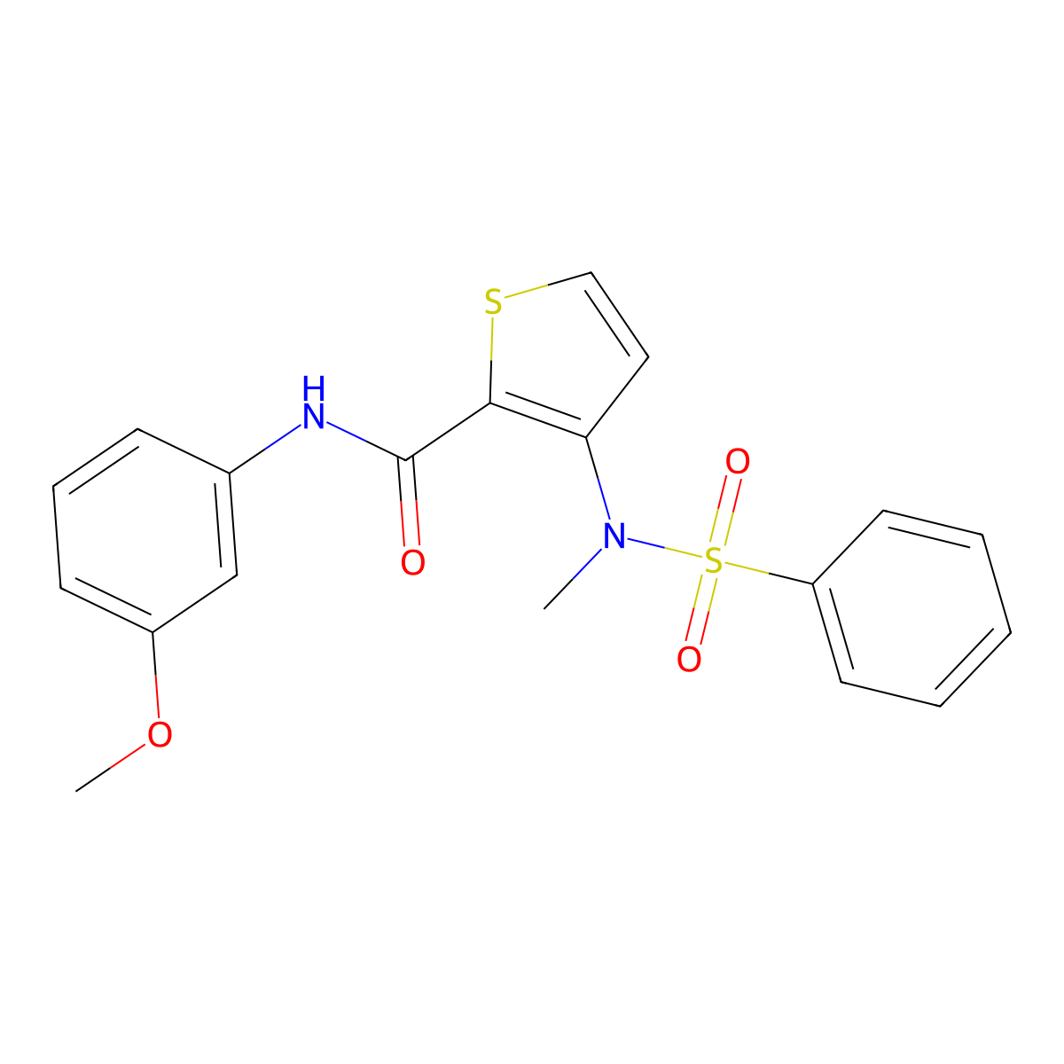 N-(3-methoxyphenyl)-3-(N-methylbenzenesulfonamido)thiophene-2-carboxamide molecular structure, CAS 1226438-60-3