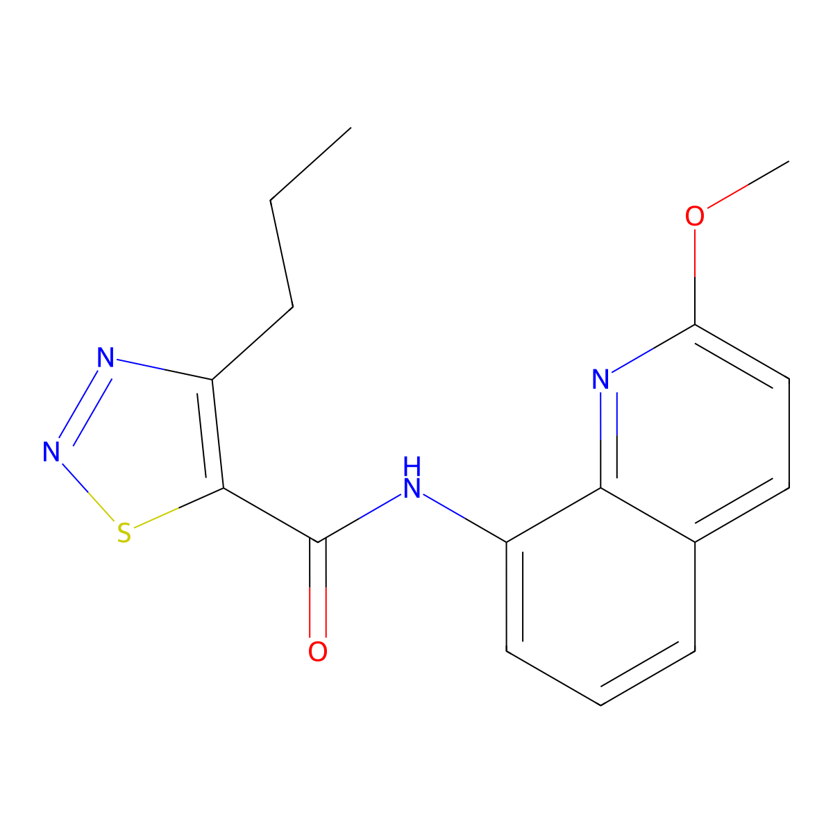 N-(2-methoxyquinolin-8-yl)-4-propyl-1,2,3-thiadiazole-5-carboxamide molecular structure, CAS 1226438-66-9