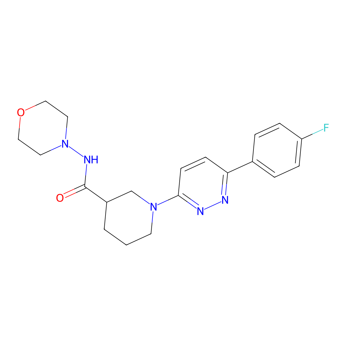 1-(6-(4-fluorophenyl)pyridazin-3-yl)-N-morpholinopiperidine-3-carboxamide molecular structure, CAS 1226438-70-5
