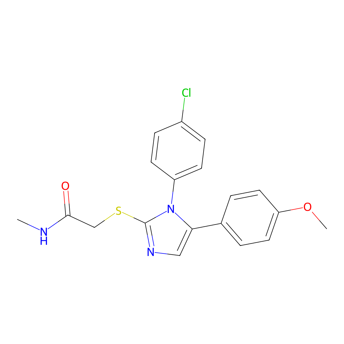 2-{[1-(4-chlorophenyl)-5-(4-methoxyphenyl)-1H-imidazol-2-yl]sulfanyl}-N-methylacetamide molecular structure, CAS 1226438-83-0