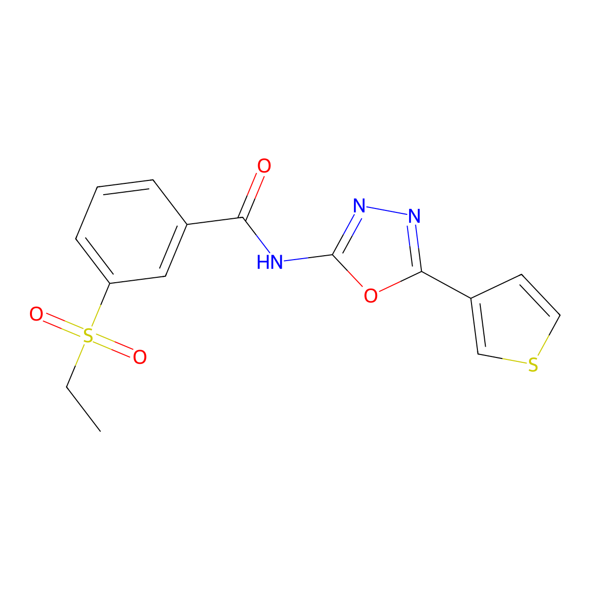3-(ethylsulfonyl)-N-(5-(thiophen-3-yl)-1,3,4-oxadiazol-2-yl)benzamide molecular structure, CAS 1226438-87-4