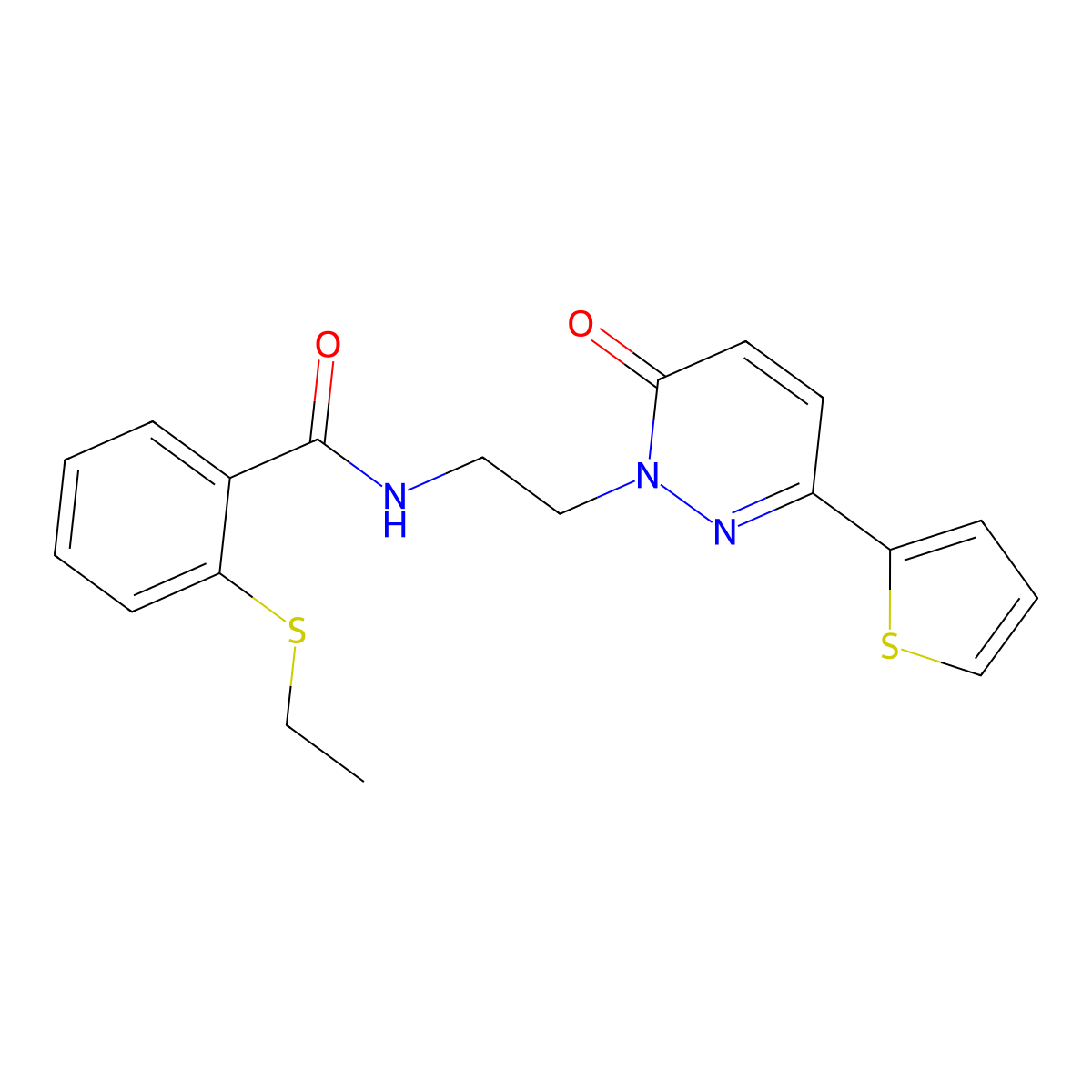 2-(ethylthio)-N-(2-(6-oxo-3-(thiophen-2-yl)pyridazin-1(6H)-yl)ethyl)benzamide molecular structure, CAS 1226438-88-5