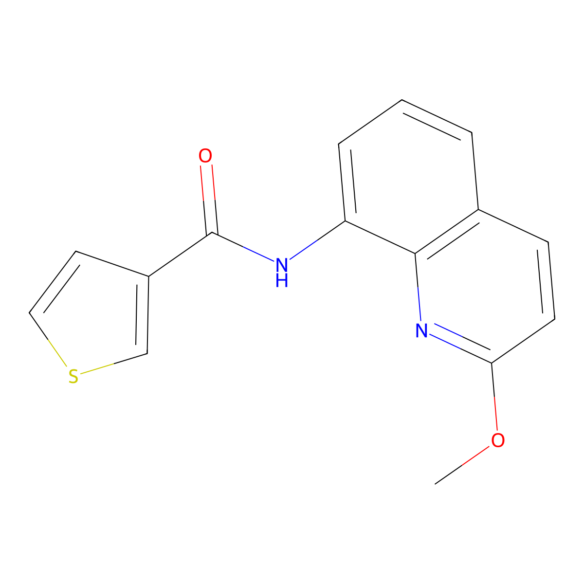N-(2-methoxyquinolin-8-yl)thiophene-3-carboxamide molecular structure, CAS 1226438-91-0