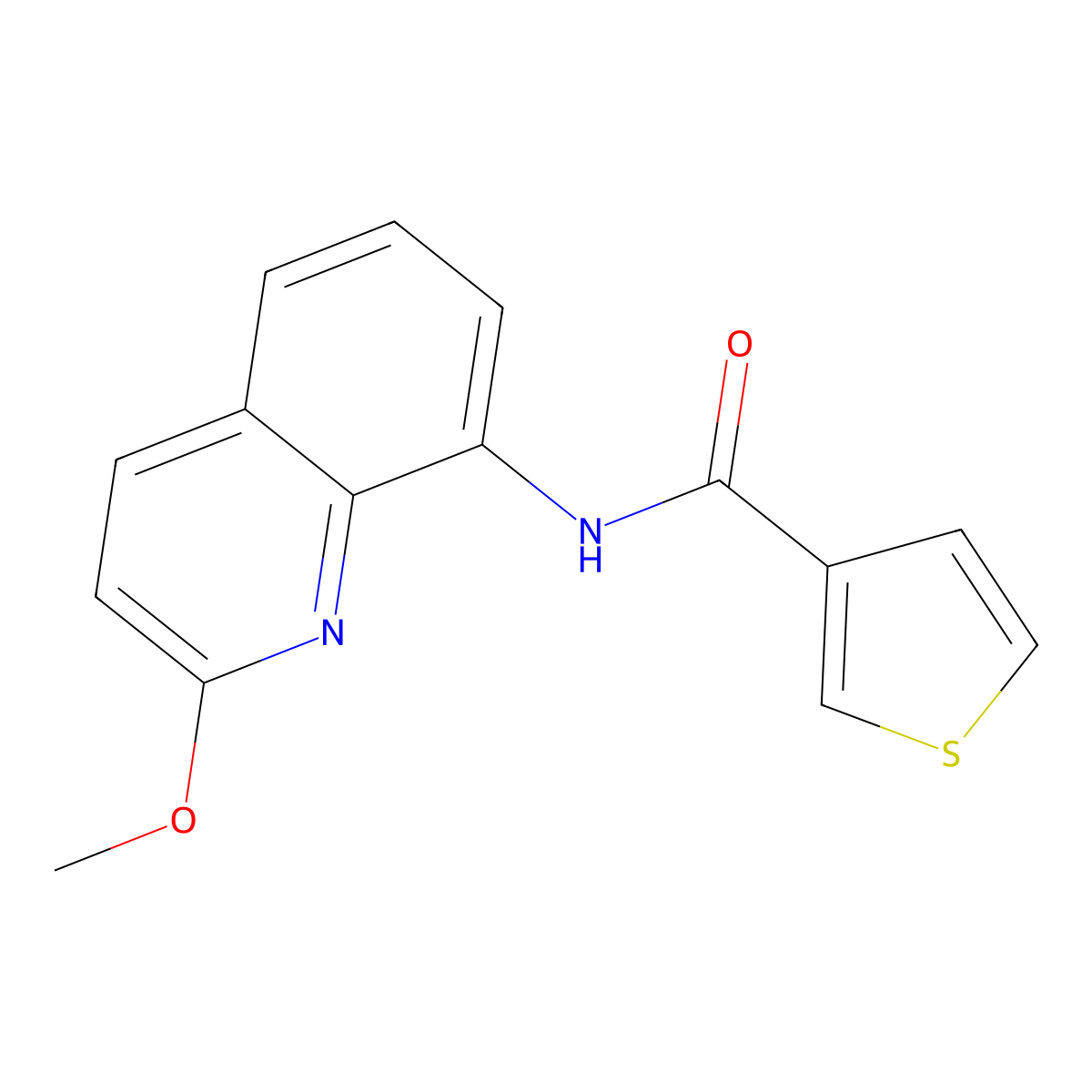 N-(2-methoxyquinolin-8-yl)thiophene-3-carboxamide molecular structure, CAS 1226438-91-0