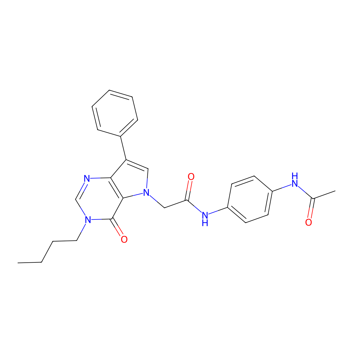N-[4-(acetylamino)phenyl]-2-(3-butyl-4-oxo-7-phenyl-3,4-dihydro-5H-pyrrolo[3,2-d]pyrimidin-5-yl)acetamide molecular structure, CAS 1226439-02-6