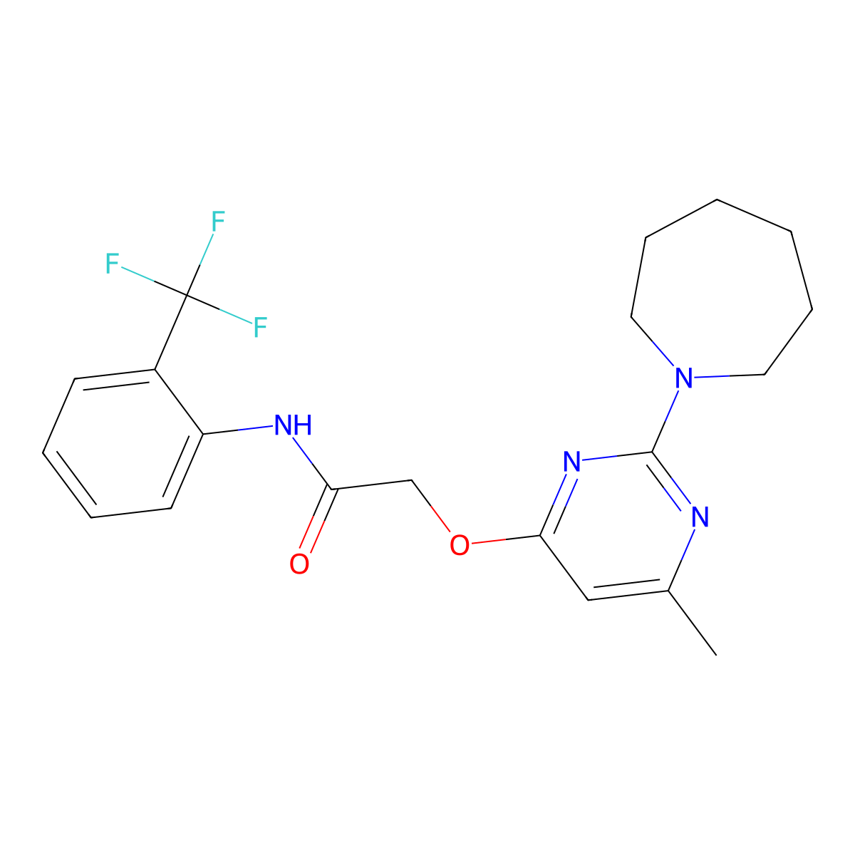 2-{[2-(azepan-1-yl)-6-methylpyrimidin-4-yl]oxy}-N-[2-(trifluoromethyl)phenyl]acetamide molecular structure, CAS 1226439-04-8