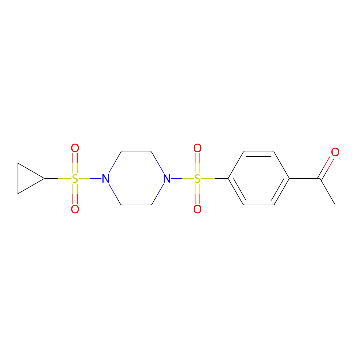 1-(4-((4-(Cyclopropylsulfonyl)piperazin-1-yl)sulfonyl)phenyl)ethanone molecular structure, CAS 1226439-19-5