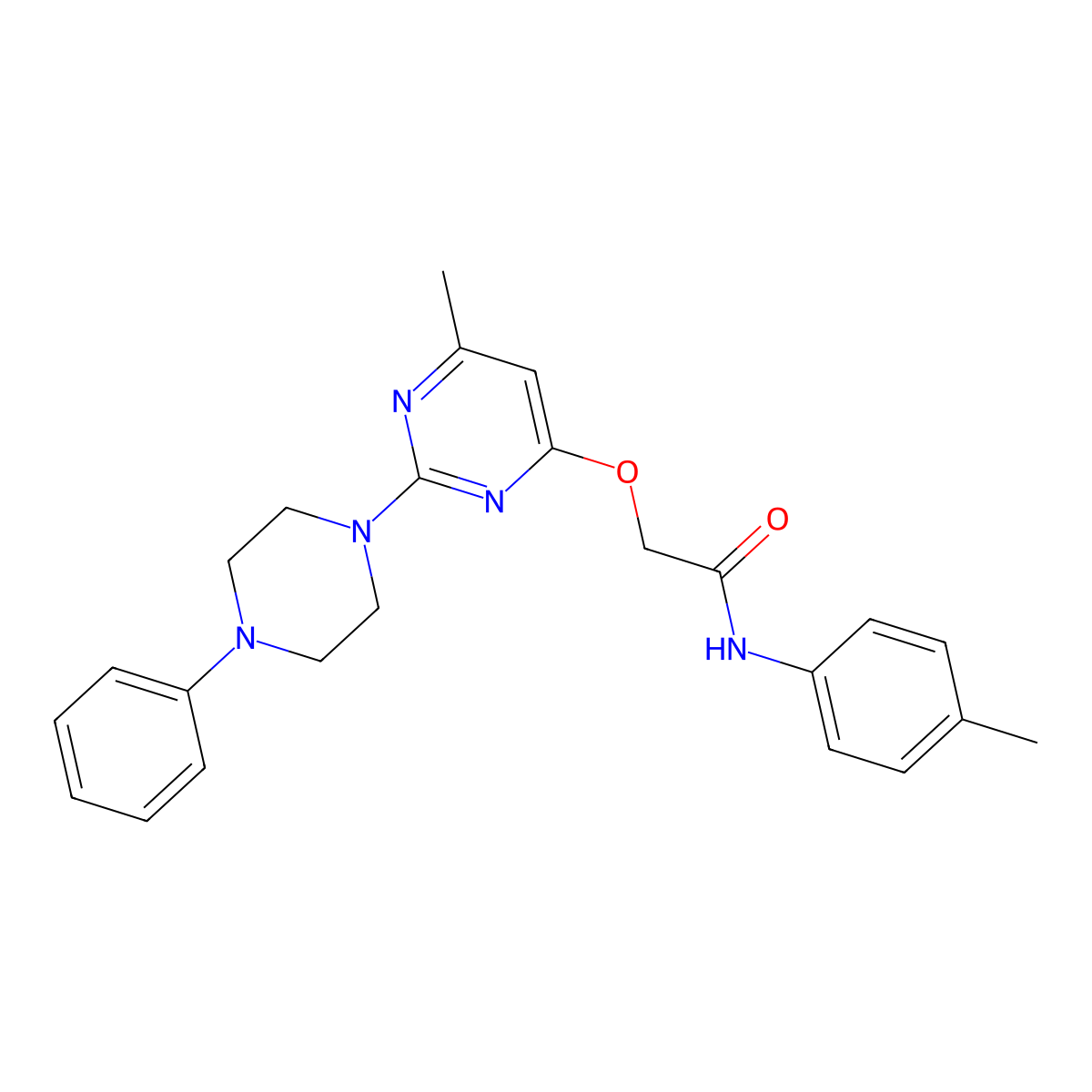 2-{[6-Methyl-2-(4-phenylpiperazin-1-YL)pyrimidin-4-YL]oxy}-N-(4-methylphenyl)acetamide molecular structure, CAS 1226439-27-5