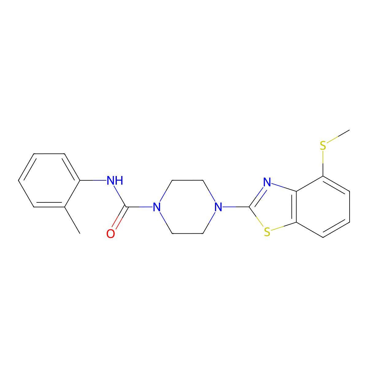 4-(4-(methylthio)benzo[d]thiazol-2-yl)-N-(o-tolyl)piperazine-1-carboxamide molecular structure, CAS 1226439-30-0