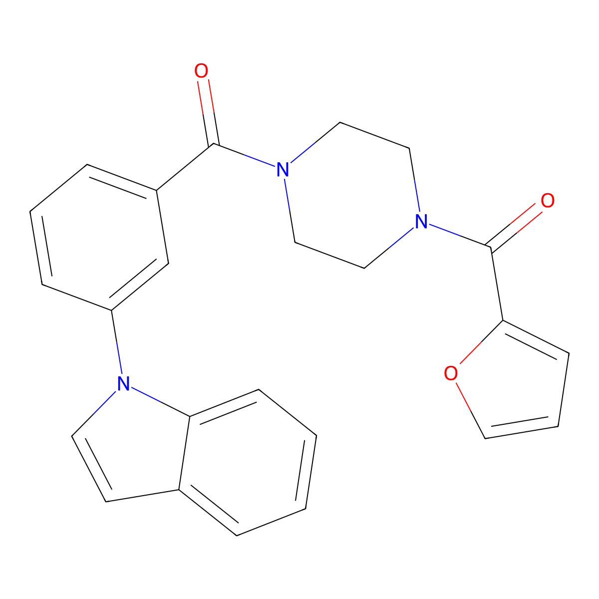 (4-(3-(1H-indol-1-yl)benzoyl)piperazin-1-yl)(furan-2-yl)methanone molecular structure, CAS 1226439-42-4