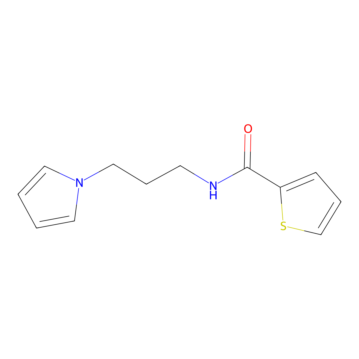 N-(3-(1H-pyrrol-1-yl)propyl)thiophene-2-carboxamide molecular structure, CAS 1226439-45-7