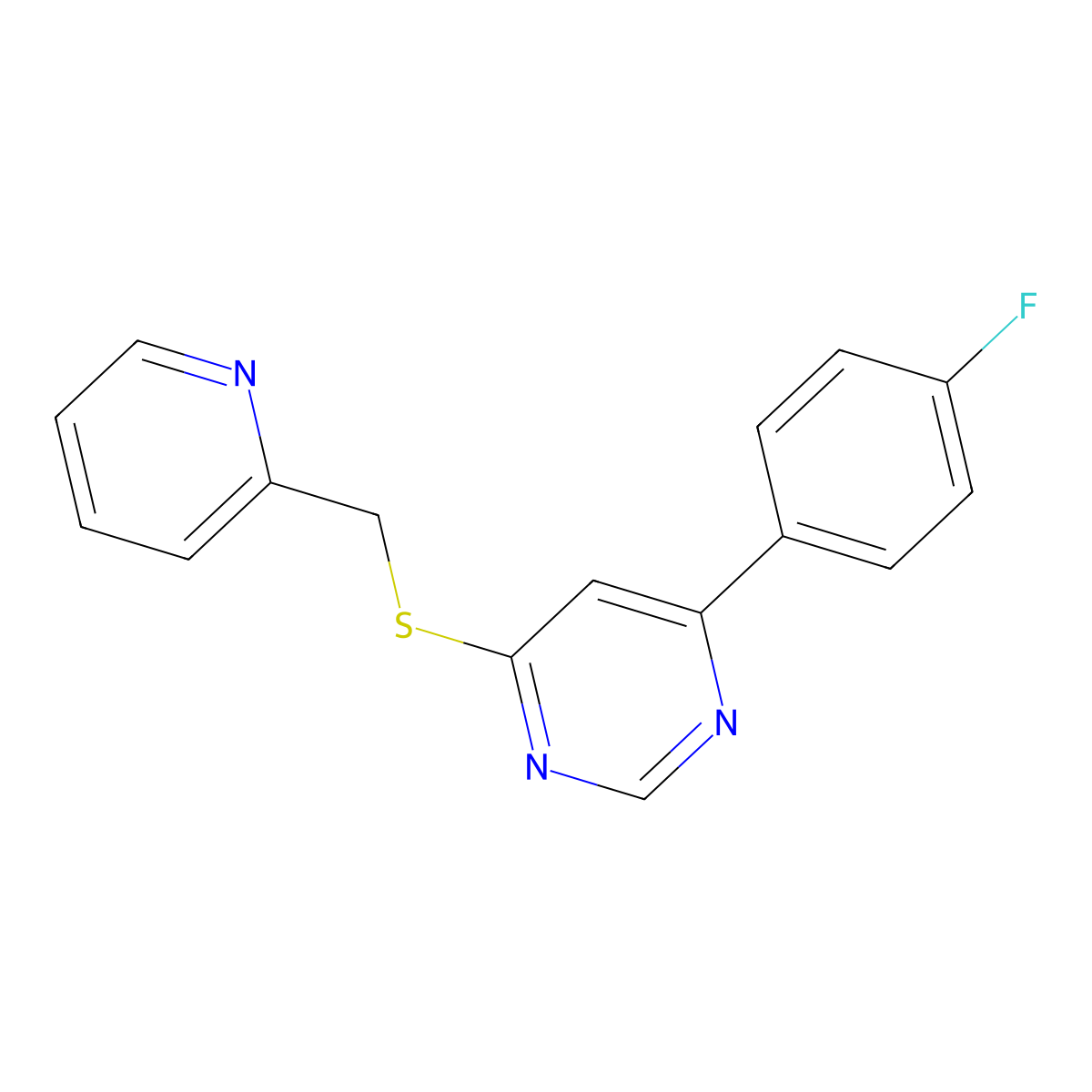 4-(4-Fluorophenyl)-6-((pyridin-2-ylmethyl)thio)pyrimidine molecular structure, CAS 1226439-49-1