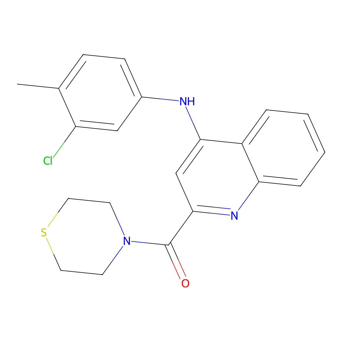 (4-((3-Chloro-4-methylphenyl)amino)quinolin-2-yl)(thiomorpholino)methanone molecular structure, CAS 1226439-50-4