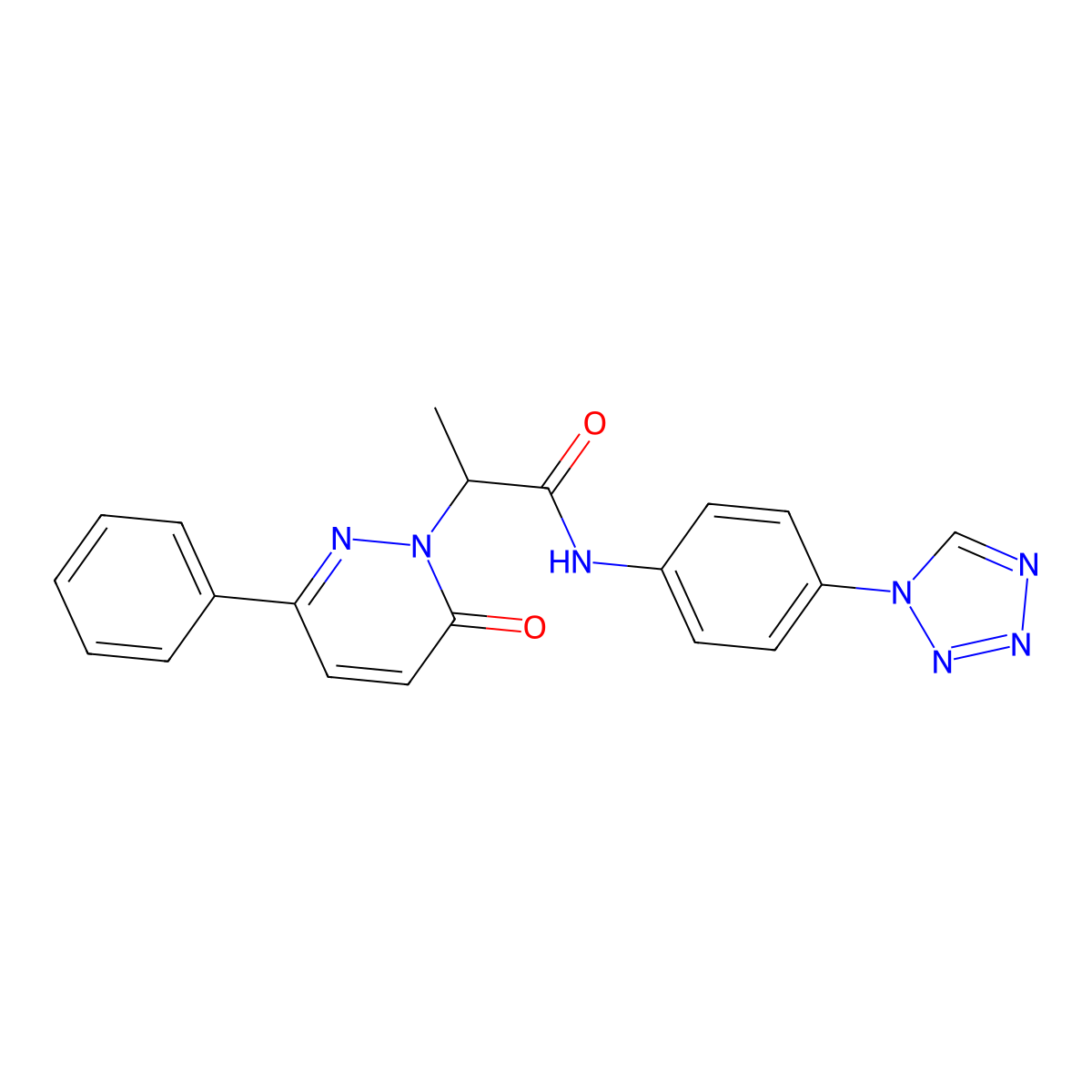 N-(4-(1H-tetrazol-1-yl)phenyl)-2-(6-oxo-3-phenylpyridazin-1(6H)-yl)propanamide molecular structure, CAS 1226439-52-6