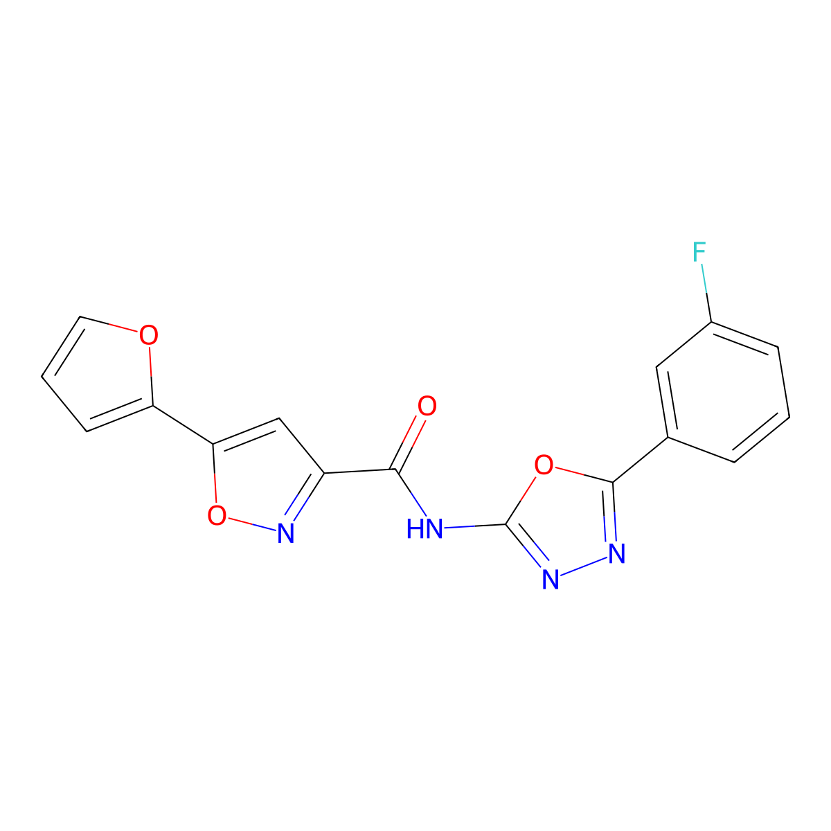 N-(5-(3-fluorophenyl)-1,3,4-oxadiazol-2-yl)-5-(furan-2-yl)isoxazole-3-carboxamide molecular structure, CAS 1226439-56-0