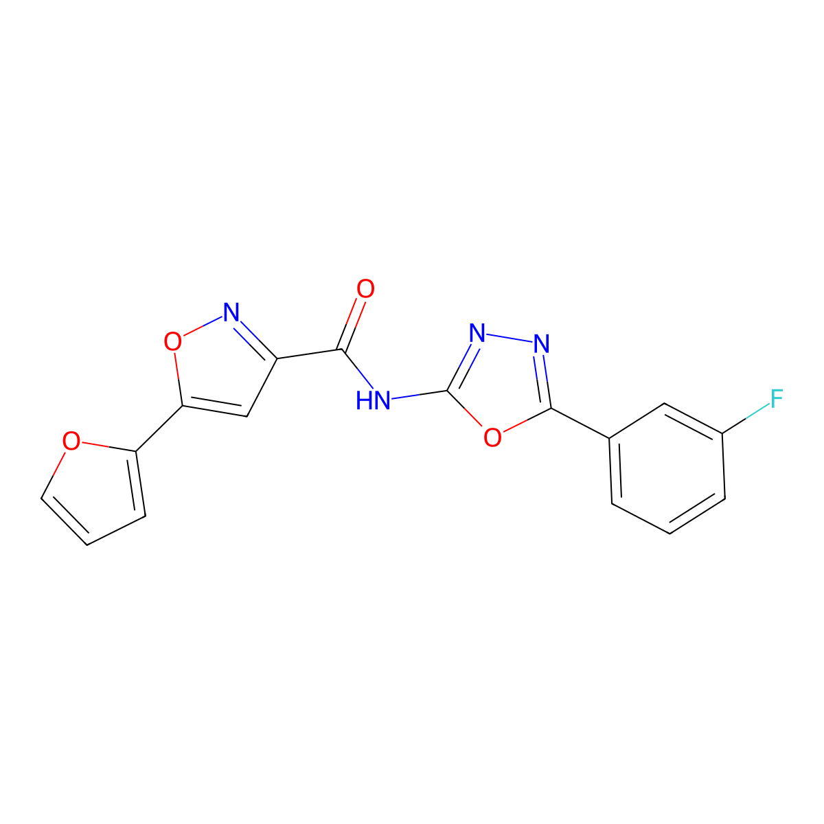 N-(5-(3-fluorophenyl)-1,3,4-oxadiazol-2-yl)-5-(furan-2-yl)isoxazole-3-carboxamide molecular structure, CAS 1226439-56-0