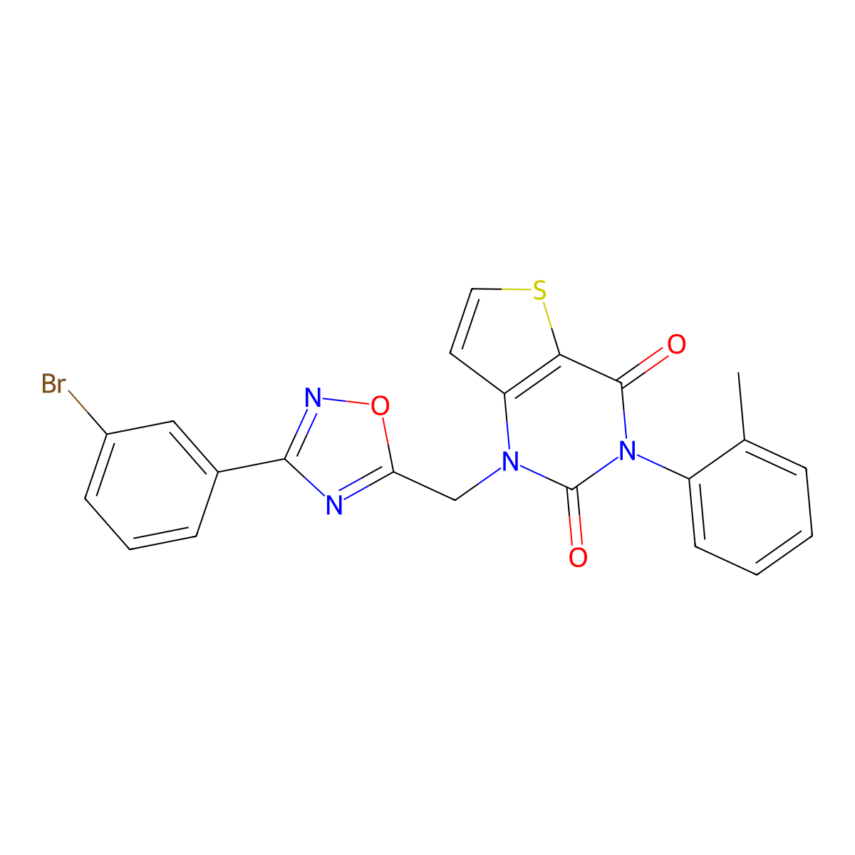 1-((3-(3-bromophenyl)-1,2,4-oxadiazol-5-yl)methyl)-3-(o-tolyl)thieno[3,2-d]pyrimidine-2,4(1H,3H)-dione molecular structure, CAS 1226439-62-8