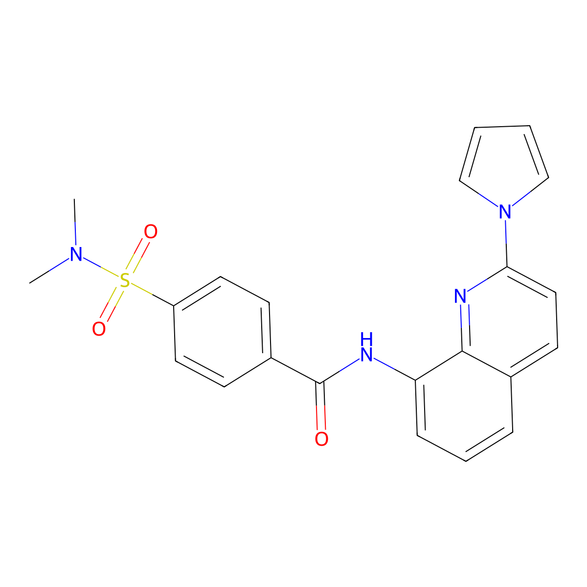 N-(2-(1H-pyrrol-1-yl)quinolin-8-yl)-4-(N,N-dimethylsulfamoyl)benzamide molecular structure, CAS 1226439-66-2