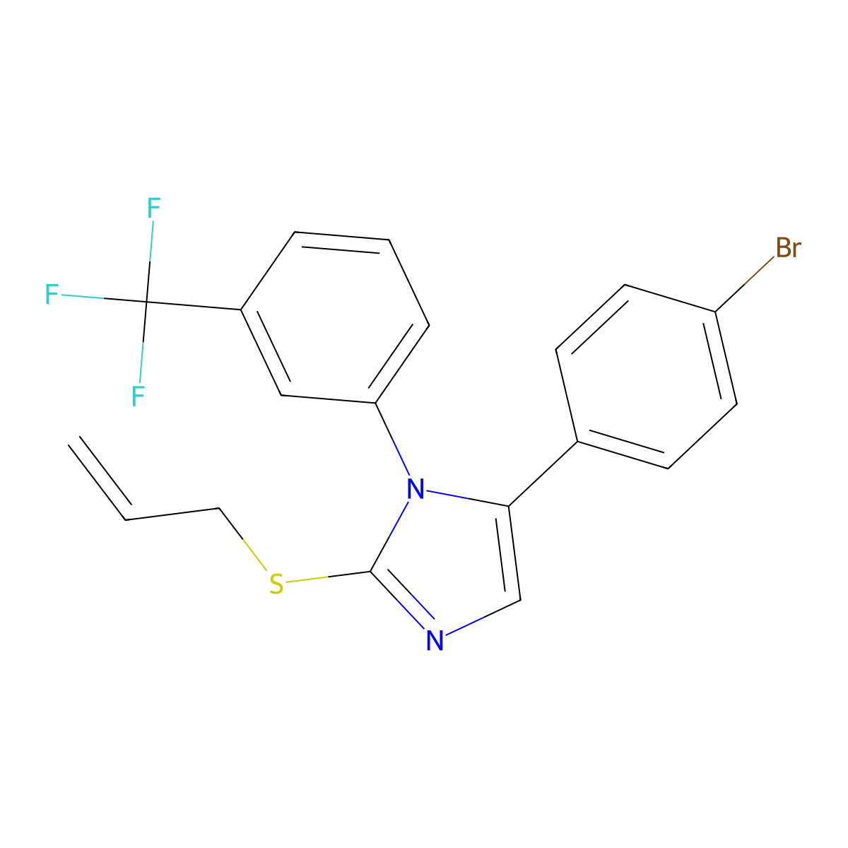 2-(allylthio)-5-(4-bromophenyl)-1-(3-(trifluoromethyl)phenyl)-1H-imidazole molecular structure, CAS 1226439-68-4