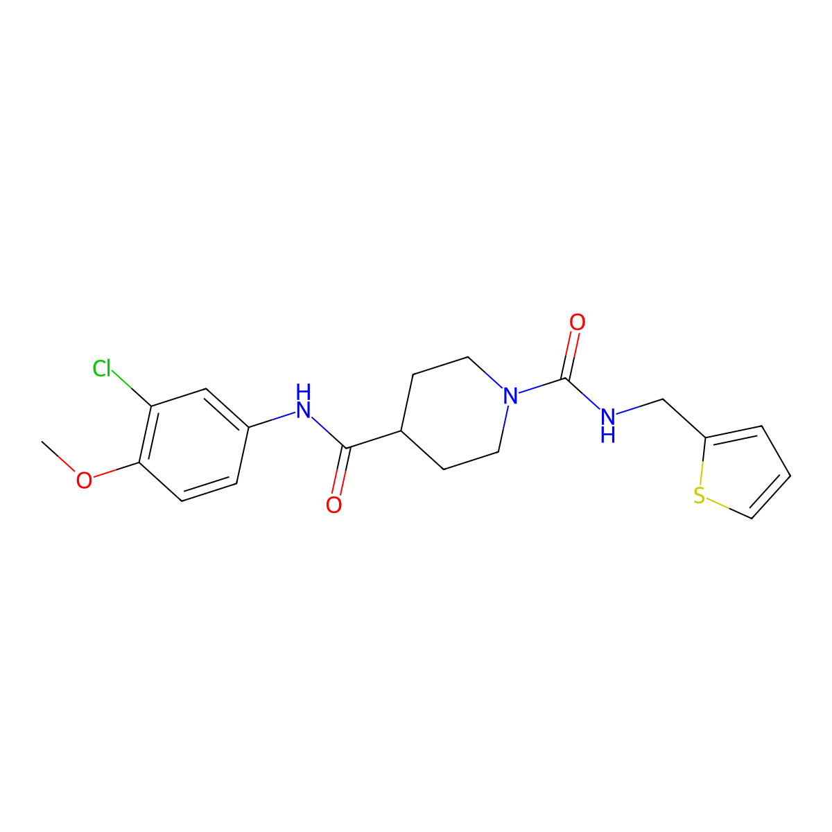 N4-(3-chloro-4-methoxyphenyl)-N1-[(thiophen-2-yl)methyl]piperidine-1,4-dicarboxamide molecular structure, CAS 1226439-76-4
