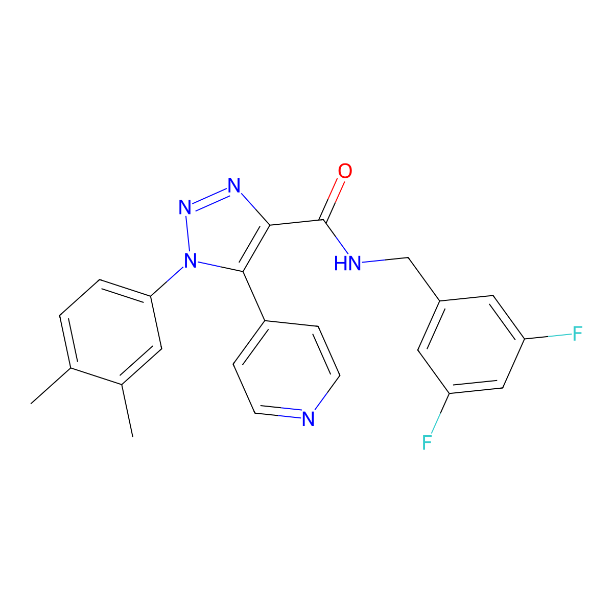 N-(3,5-difluorobenzyl)-1-(3,4-dimethylphenyl)-5-(pyridin-4-yl)-1H-1,2,3-triazole-4-carboxamide molecular structure, CAS 1226439-79-7