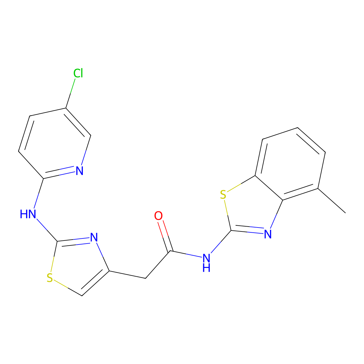 2-(2-((5-chloropyridin-2-yl)amino)thiazol-4-yl)-N-(4-methylbenzo[d]thiazol-2-yl)acetamide molecular structure, CAS 1226439-83-3