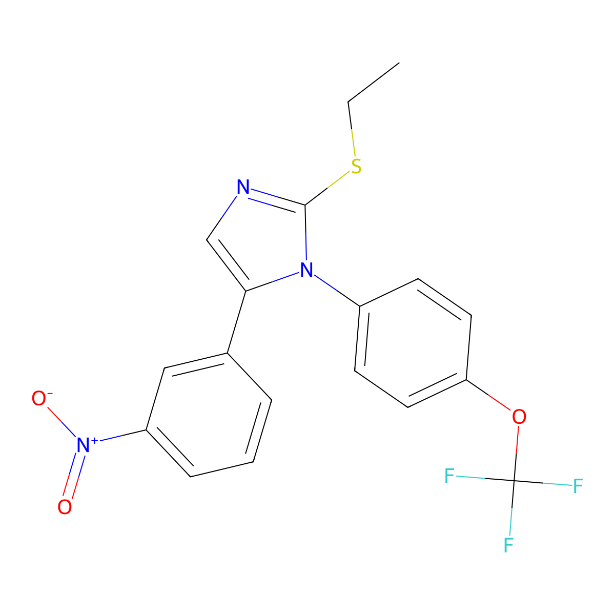 2-(ethylthio)-5-(3-nitrophenyl)-1-(4-(trifluoromethoxy)phenyl)-1H-imidazole molecular structure, CAS 1226439-89-9