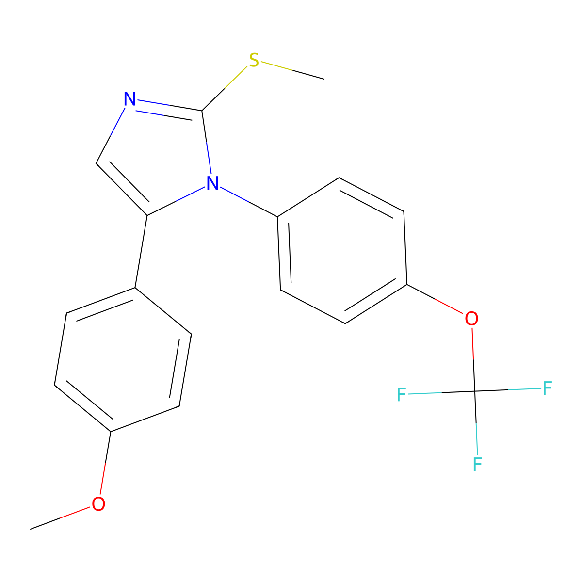 5-(4-methoxyphenyl)-2-(methylthio)-1-(4-(trifluoromethoxy)phenyl)-1H-imidazole molecular structure, CAS 1226439-92-4