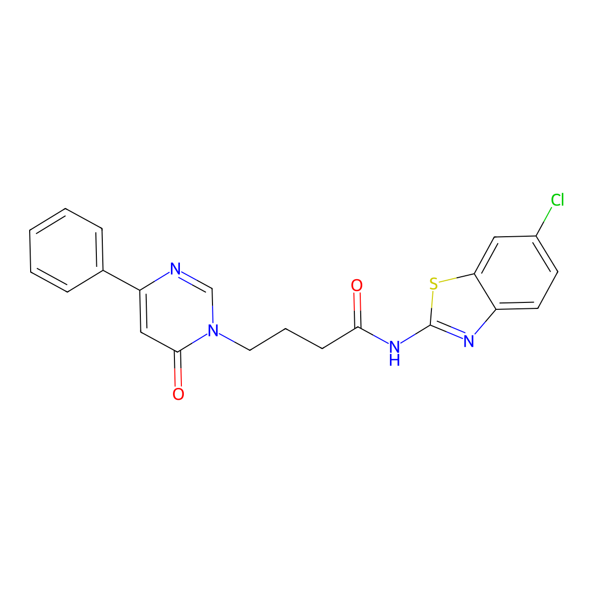N-(6-chlorobenzo[d]thiazol-2-yl)-4-(6-oxo-4-phenylpyrimidin-1(6H)-yl)butanamide molecular structure, CAS 1226439-94-6