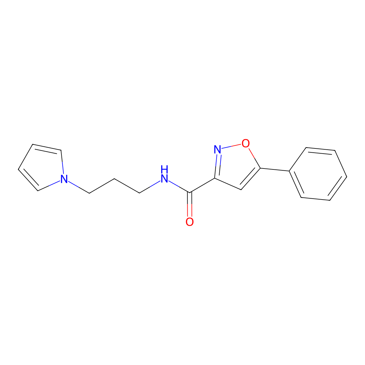 N-(3-(1H-pyrrol-1-yl)propyl)-5-phenylisoxazole-3-carboxamide molecular structure, CAS 1226439-97-9