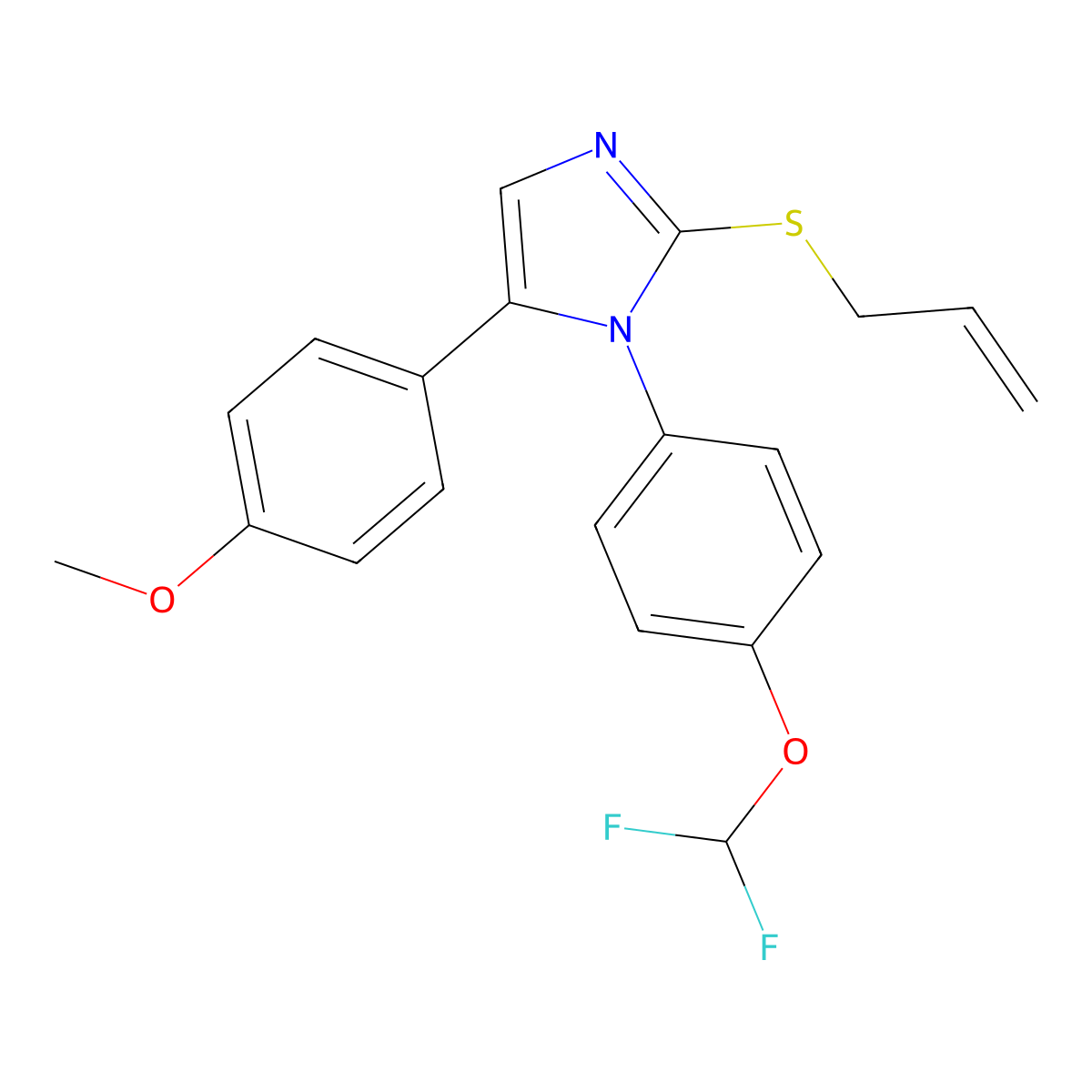 2-(allylthio)-1-(4-(difluoromethoxy)phenyl)-5-(4-methoxyphenyl)-1H-imidazole molecular structure, CAS 1226440-02-3