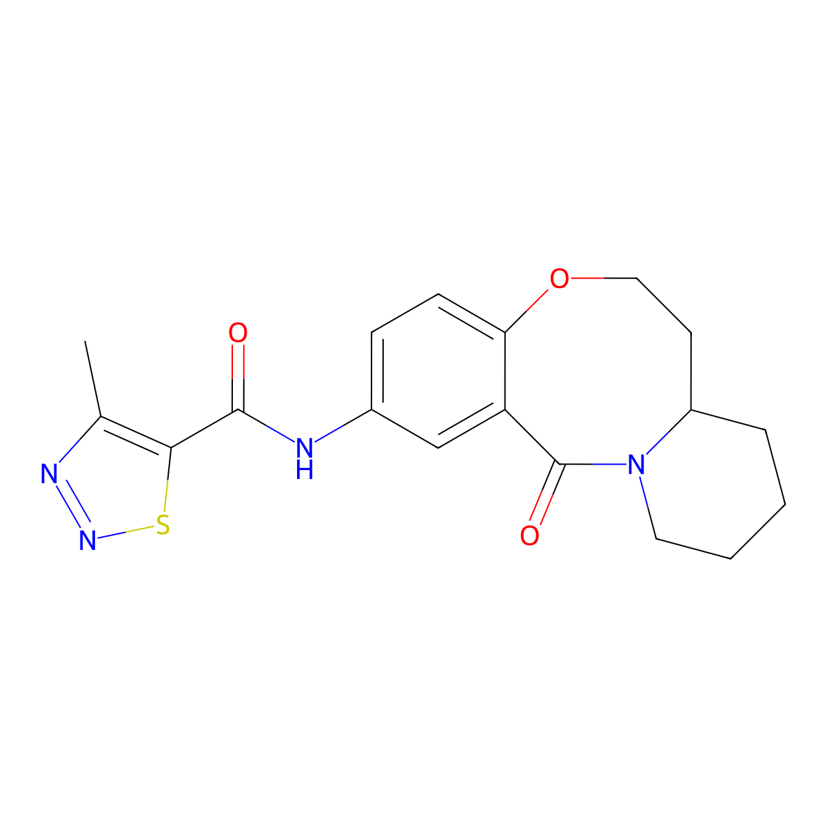 4-methyl-N-{2-oxo-9-oxa-1-azatricyclo[10.4.0.0^{3,8}]hexadeca-3,5,7-trien-5-yl}-1,2,3-thiadiazole-5-carboxamide molecular structure, CAS 1226440-06-7