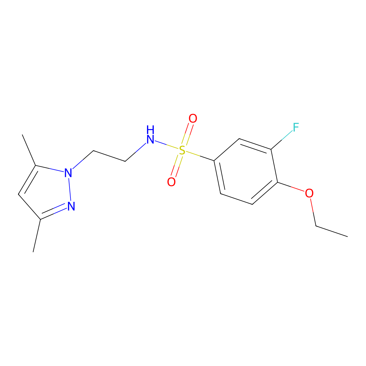 N-(2-(3,5-dimethyl-1H-pyrazol-1-yl)ethyl)-4-ethoxy-3-fluorobenzenesulfonamide molecular structure, CAS 1226440-07-8
