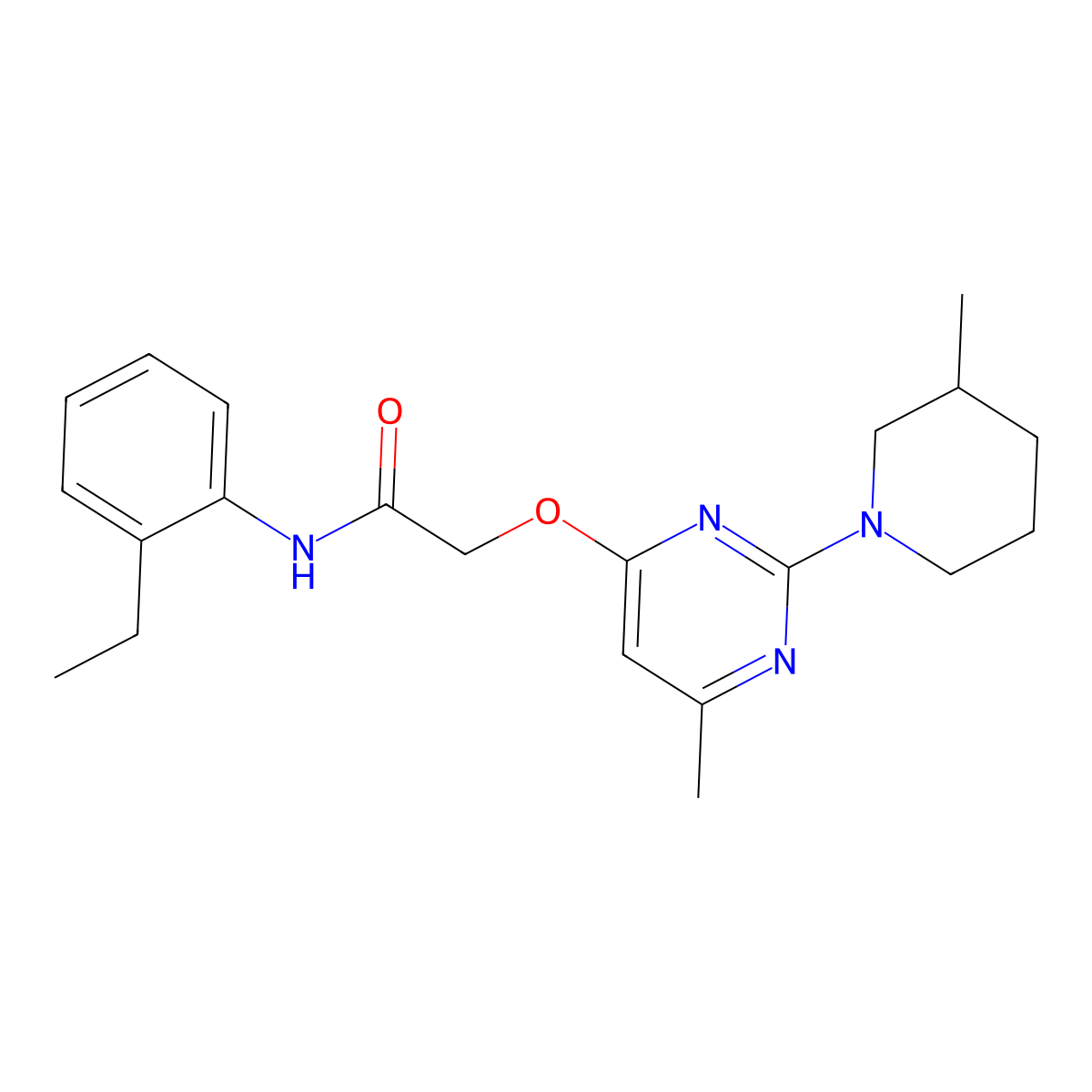 N-(2-ethylphenyl)-2-{[6-methyl-2-(3-methylpiperidin-1-yl)pyrimidin-4-yl]oxy}acetamide molecular structure, CAS 1226440-08-9