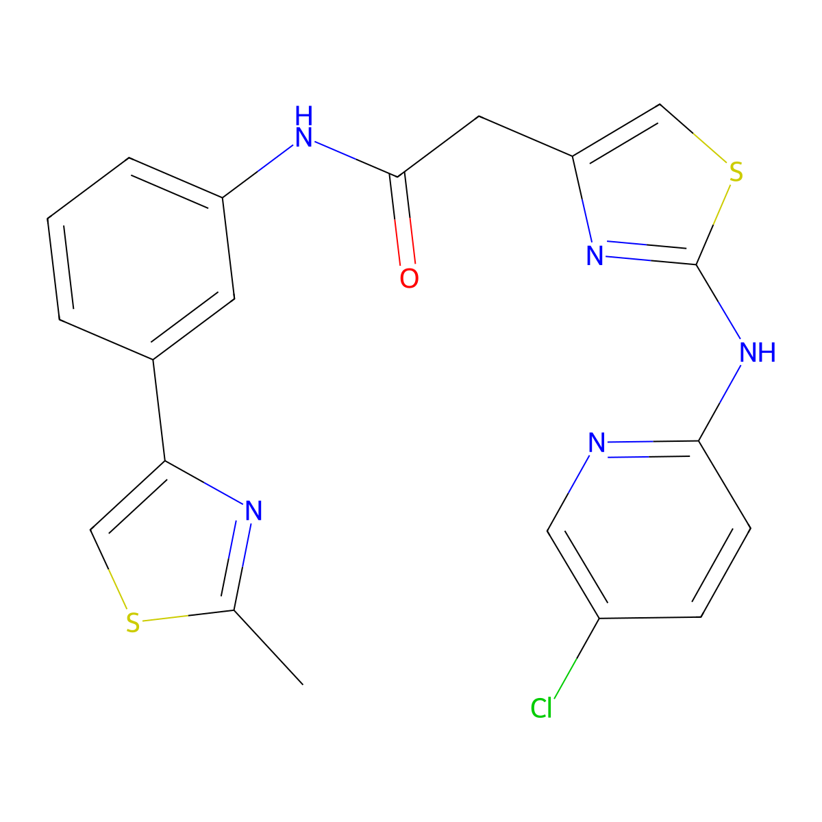 2-(2-((5-chloropyridin-2-yl)amino)thiazol-4-yl)-N-(3-(2-methylthiazol-4-yl)phenyl)acetamide molecular structure, CAS 1226440-26-1