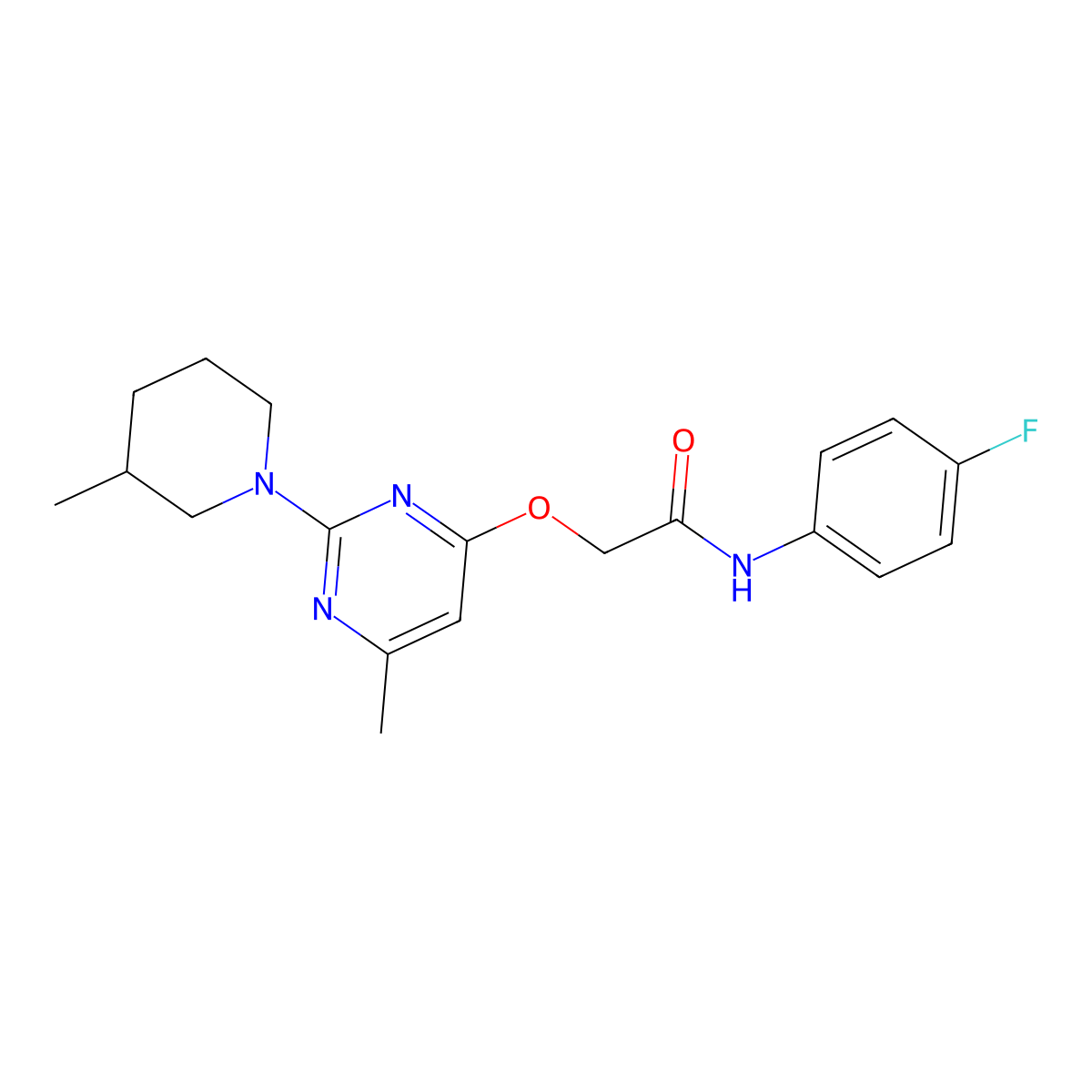 N-(4-fluorophenyl)-2-{[6-methyl-2-(3-methylpiperidin-1-yl)pyrimidin-4-yl]oxy}acetamide molecular structure, CAS 1226440-38-5