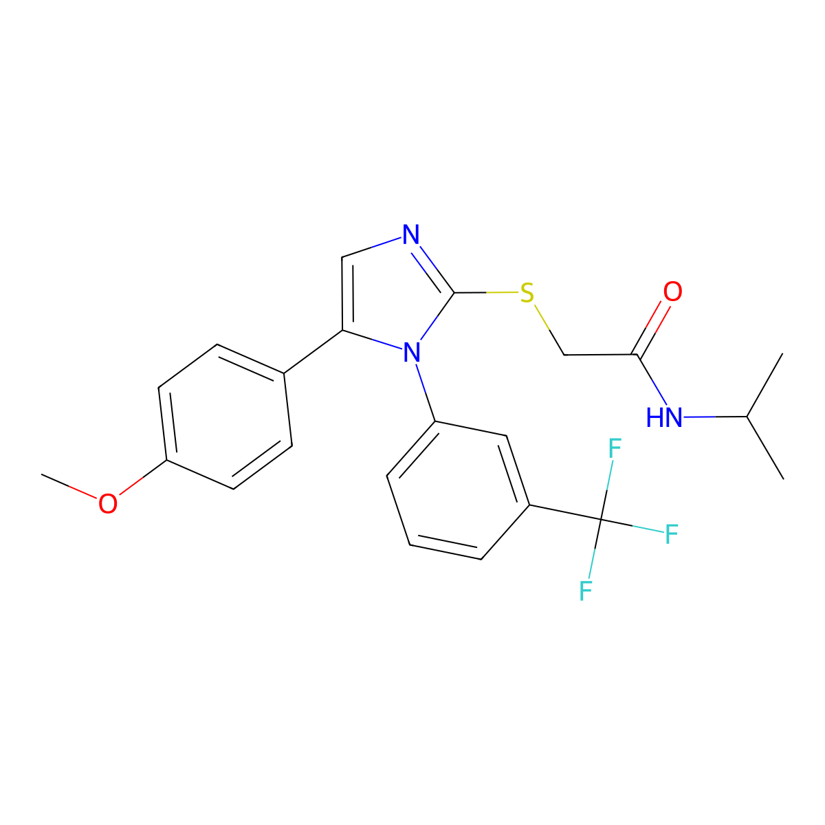 N-isopropyl-2-((5-(4-methoxyphenyl)-1-(3-(trifluoromethyl)phenyl)-1H-imidazol-2-yl)thio)acetamide molecular structure, CAS 1226440-47-6