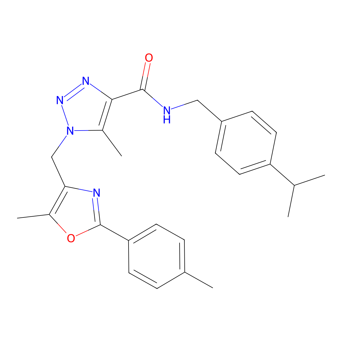 N-(4-isopropylbenzyl)-5-methyl-1-((5-methyl-2-(p-tolyl)oxazol-4-yl)methyl)-1H-1,2,3-triazole-4-carboxamide molecular structure, CAS 1226440-49-8