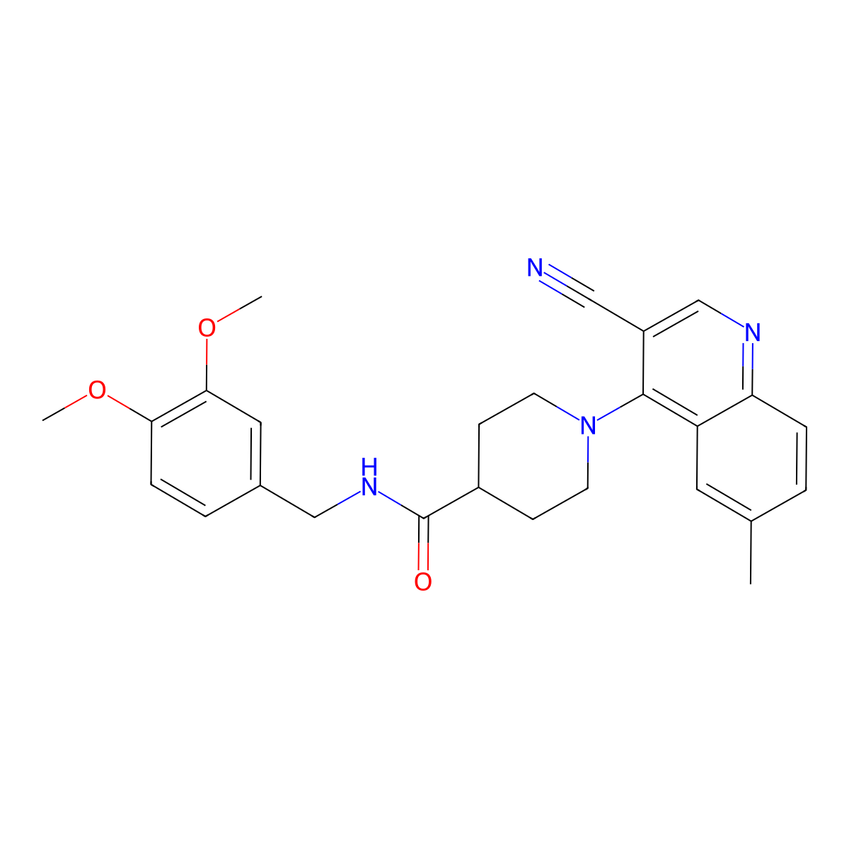 1-(3-cyano-6-methylquinolin-4-yl)-N-[(3,4-dimethoxyphenyl)methyl]piperidine-4-carboxamide molecular structure, CAS 1226440-54-5