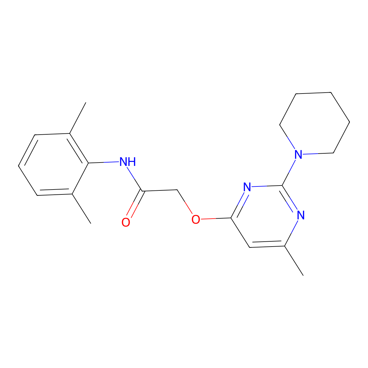 N-(2,6-dimethylphenyl)-2-{[6-methyl-2-(piperidin-1-yl)pyrimidin-4-yl]oxy}acetamide molecular structure, CAS 1226440-55-6
