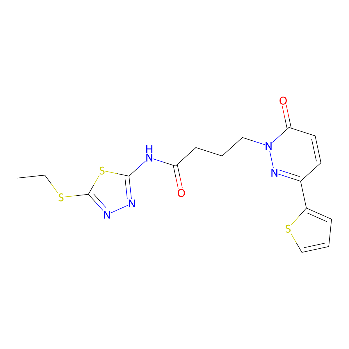 N-(5-(ethylthio)-1,3,4-thiadiazol-2-yl)-4-(6-oxo-3-(thiophen-2-yl)pyridazin-1(6H)-yl)butanamide molecular structure, CAS 1226440-59-0