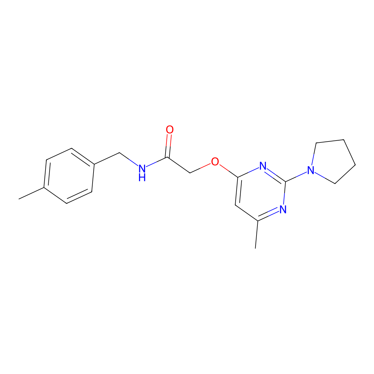 N-(4-methylbenzyl)-2-{[6-methyl-2-(pyrrolidin-1-yl)pyrimidin-4-yl]oxy}acetamide molecular structure, CAS 1226440-60-3