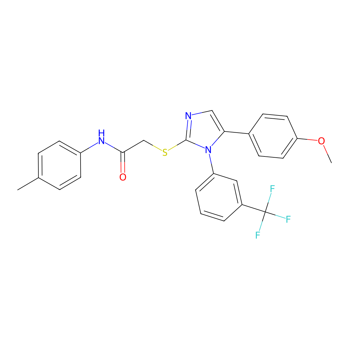 2-((5-(4-methoxyphenyl)-1-(3-(trifluoromethyl)phenyl)-1H-imidazol-2-yl)thio)-N-(p-tolyl)acetamide molecular structure, CAS 1226440-63-6