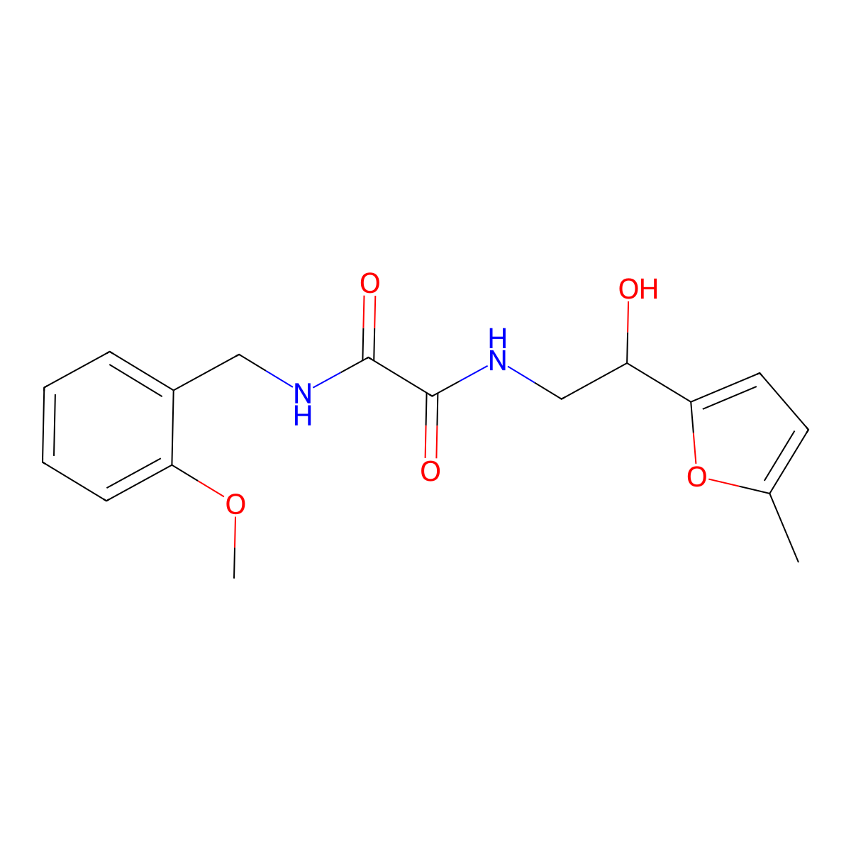 N1-(2-hydroxy-2-(5-methylfuran-2-yl)ethyl)-N2-(2-methoxybenzyl)oxalamide molecular structure, CAS 1226440-64-7
