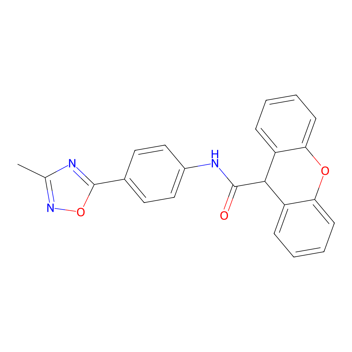 N-[4-(3-methyl-1,2,4-oxadiazol-5-yl)phenyl]-9H-xanthene-9-carboxamide molecular structure, CAS 1226440-75-0