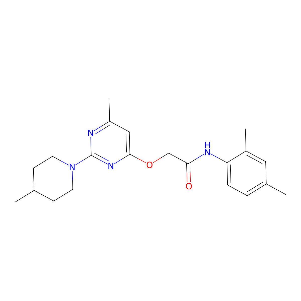 N-(2,4-dimethylphenyl)-2-{[6-methyl-2-(4-methylpiperidin-1-yl)pyrimidin-4-yl]oxy}acetamide molecular structure, CAS 1226440-78-3