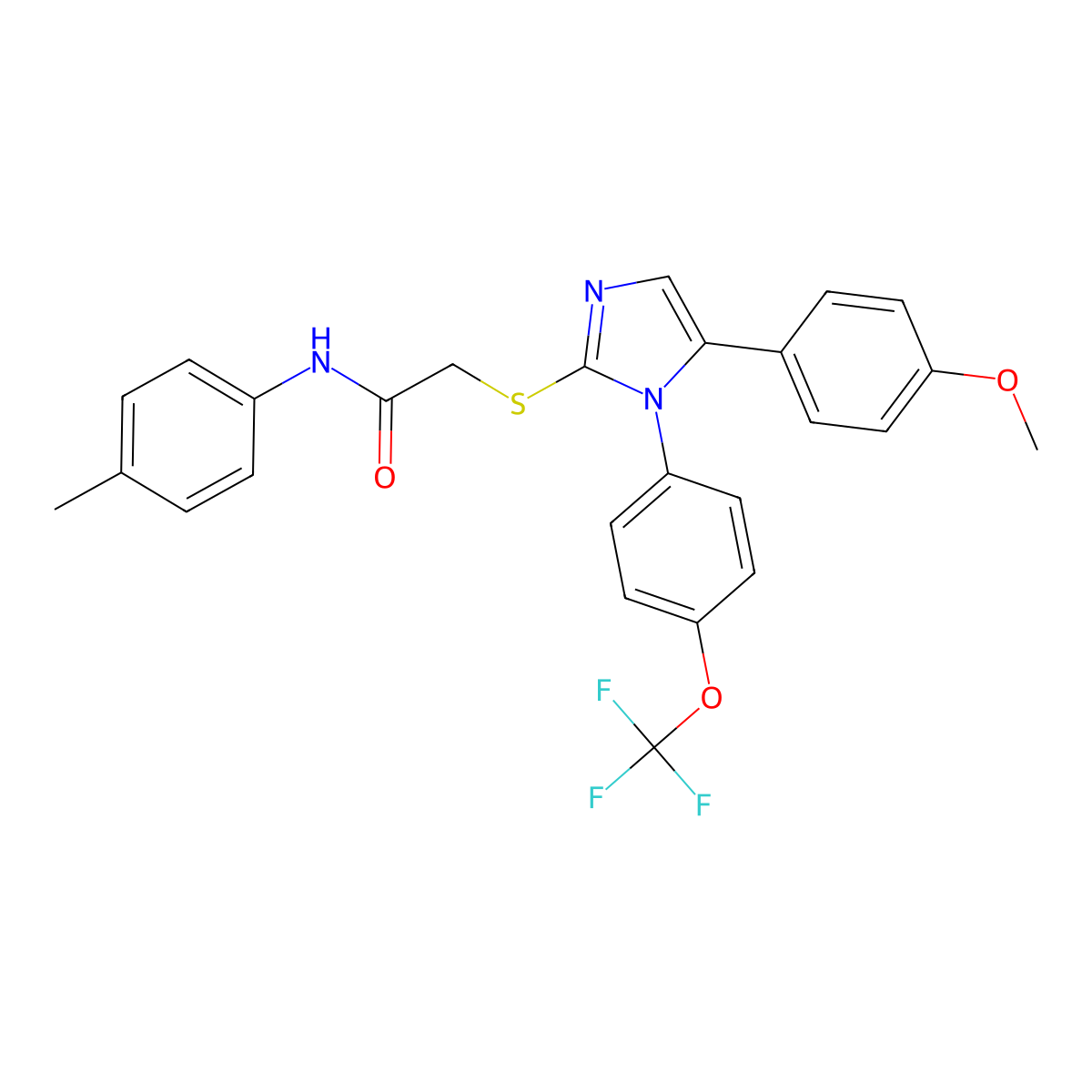 2-((5-(4-methoxyphenyl)-1-(4-(trifluoromethoxy)phenyl)-1H-imidazol-2-yl)thio)-N-(p-tolyl)acetamide molecular structure, CAS 1226440-79-4
